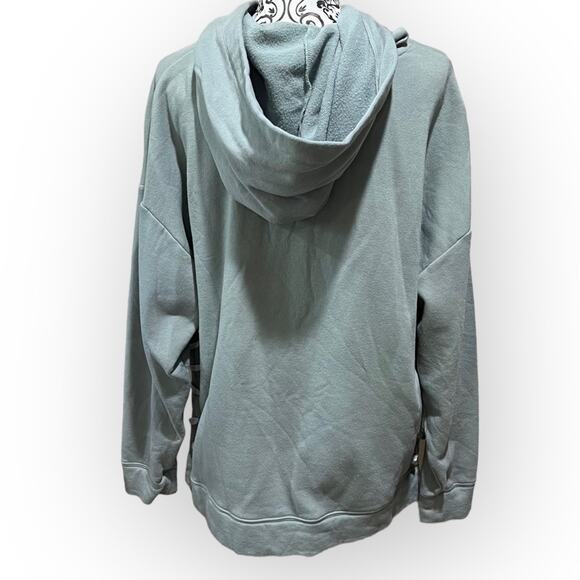 PINK Laced Up Hooded Sweatshirt sz L Gray and White - Picture 2 of 15